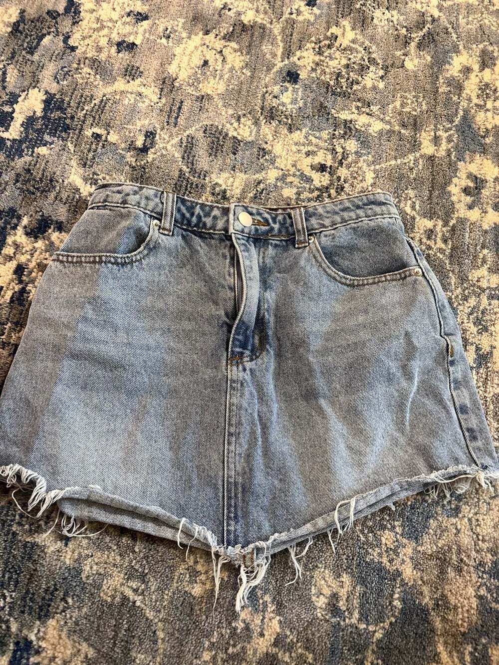 Le Lis Collection Denim Skirt Size S Blue Raw Hem